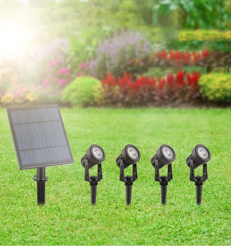 Outdoor Solar Powered Spotlight 4 Warm White Independent Solar Panel for Landscape Yard Garden Tree Lighting