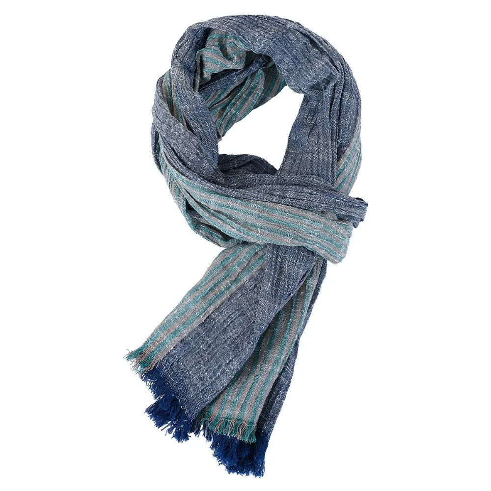 

Fashion Cotton Linen Yarn-dyed Winter Men's Scarf Tassel Striped Men's Scarves Soft Thin Neckerchief Wrap Autumn Winter Warm