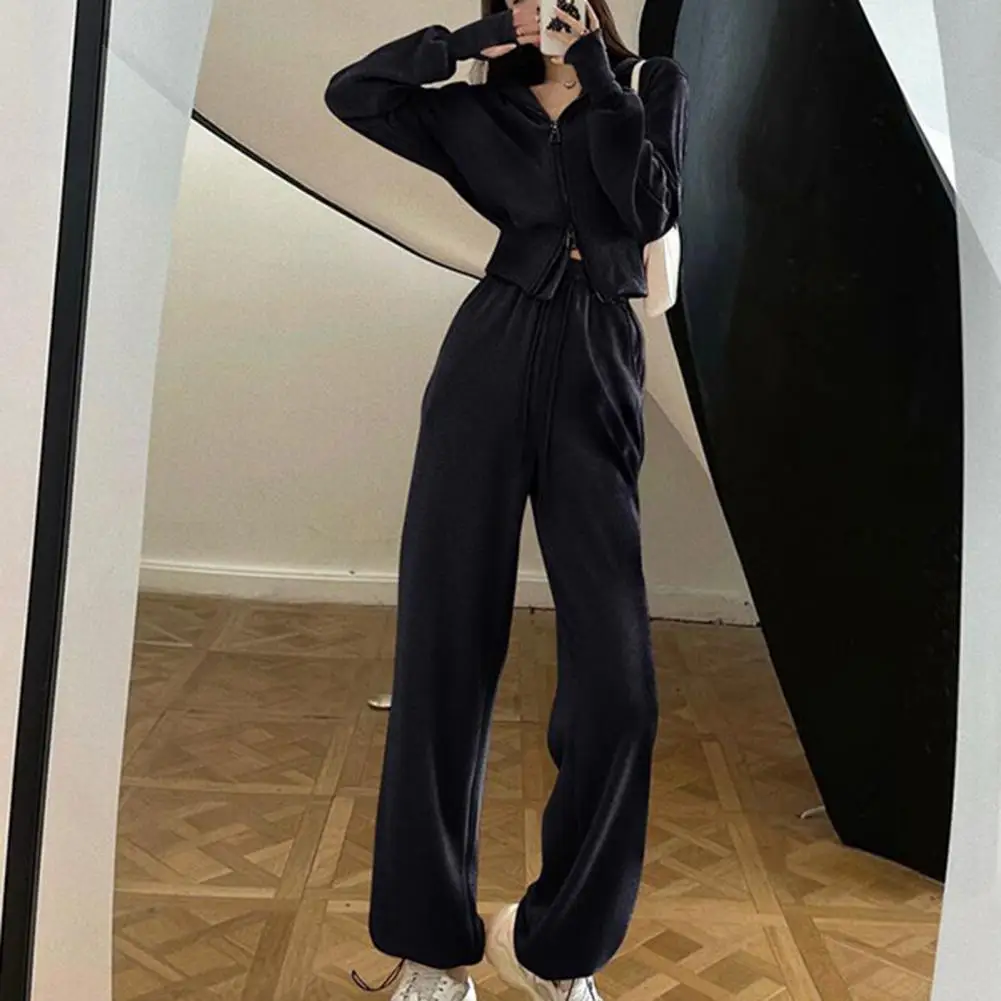 Tracksuit Women Zipper Long Sleeve Hooded Coats Thermal Casual Elastic Waist Sports Jogger Pants Tracksuit Female chandals mujer