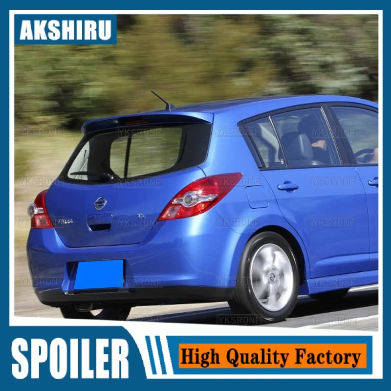 Use For Nissan Tiida 2005-2010 Year Spoiler ABS Plastic Carbon Fiber Look Rear Trunk Wing Car Body Kit Accessories