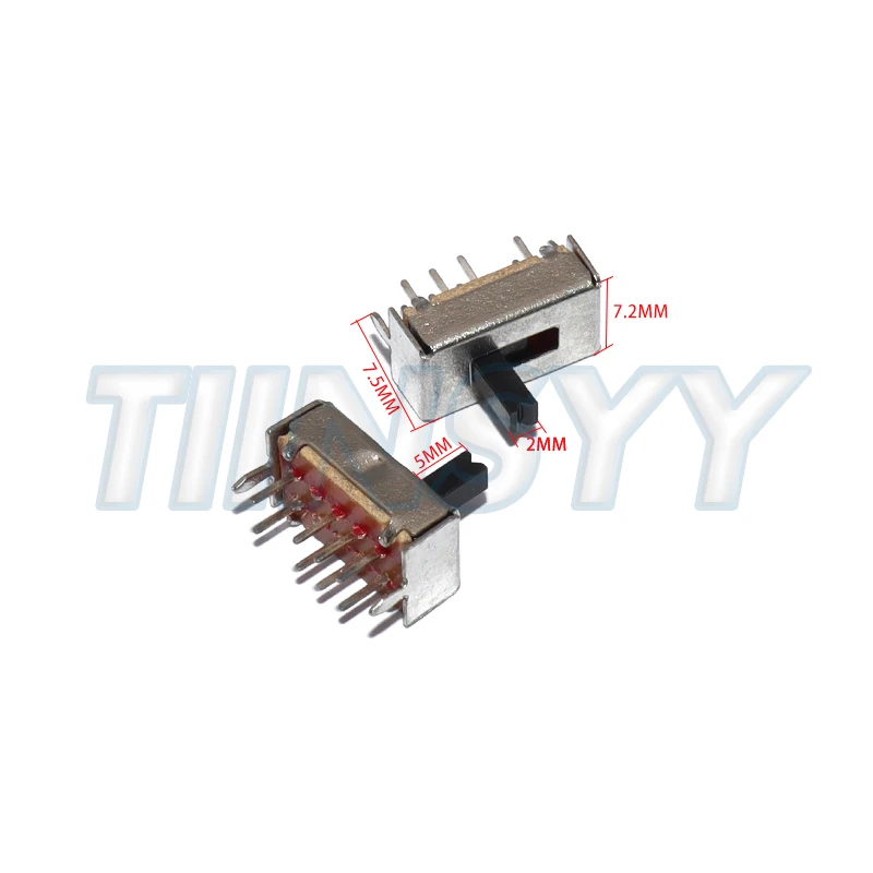 10PCS SS23D07 8 PINS 3 Position 2P3T Toggle Switch Double Vertical Sliding Switch Handle Length 5MM Bracket