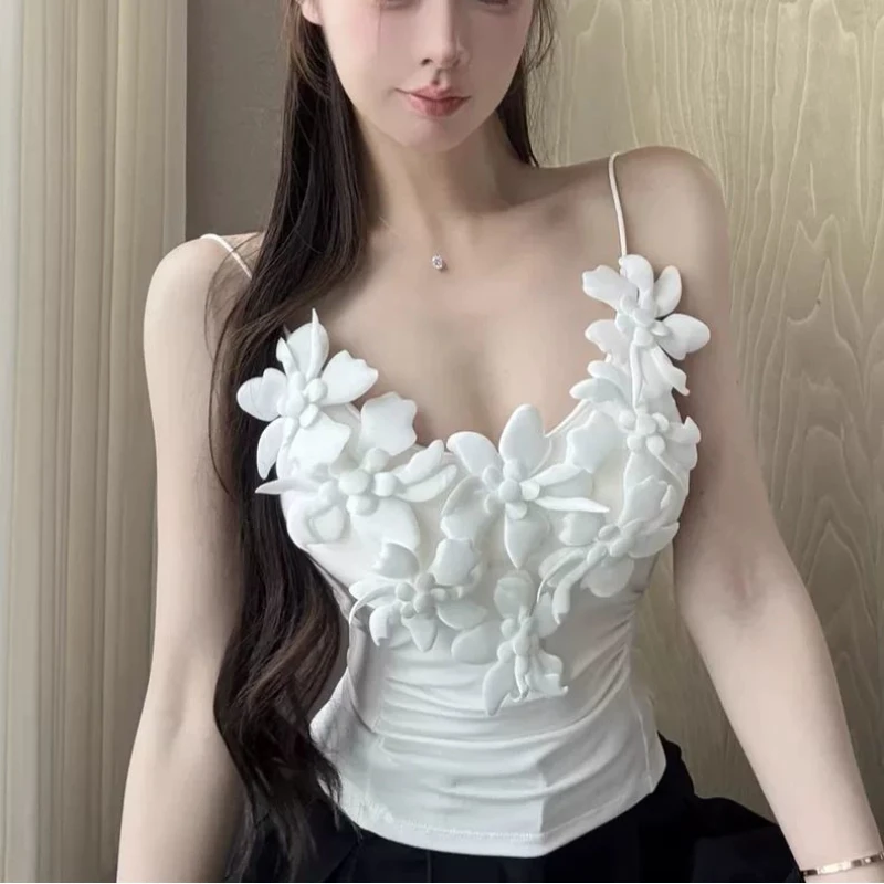 Flower Suspender Vest for Women in Summer Sexy Fish Bone Tube Top Unique and Beautiful