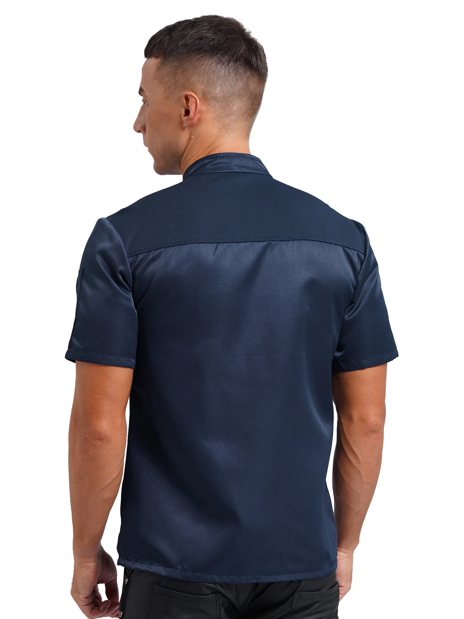 Veste de chef à manches courtes pour hommes et femmes, haut unisexe adulte, col montant, broderie de lettres, chemises de chef, restaurant, cuisine, cuisine, Y