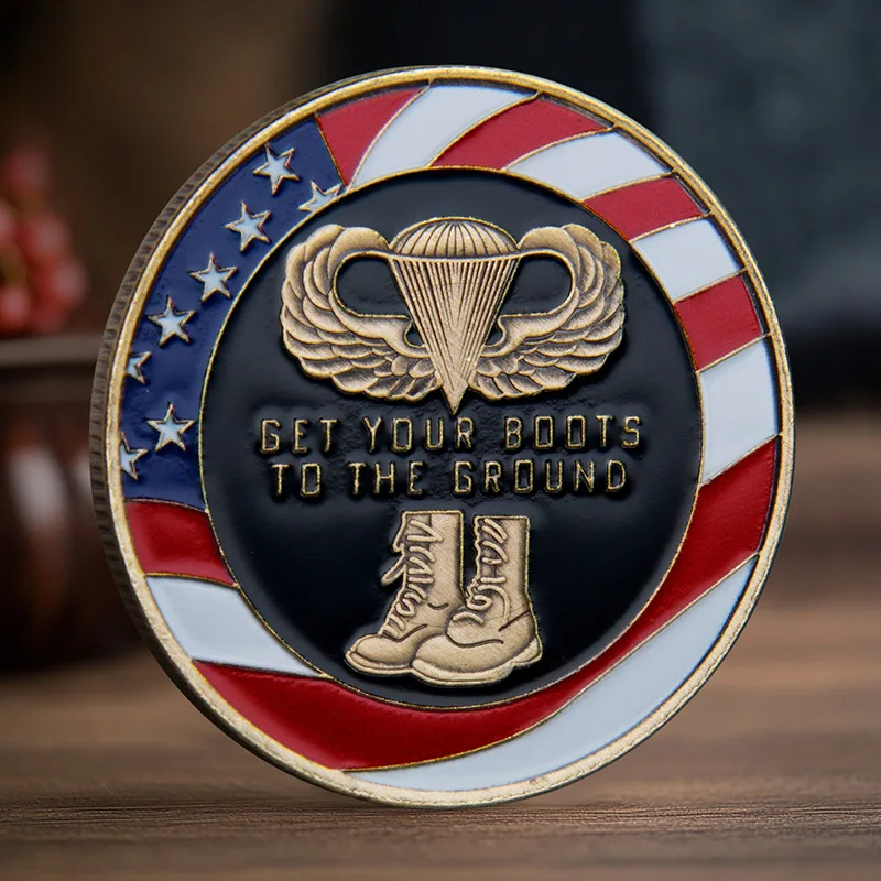 Get Your Boots To The Ground Collectible Coin Bronze Plated USA 82nd Airborne Division Souvenir Coin