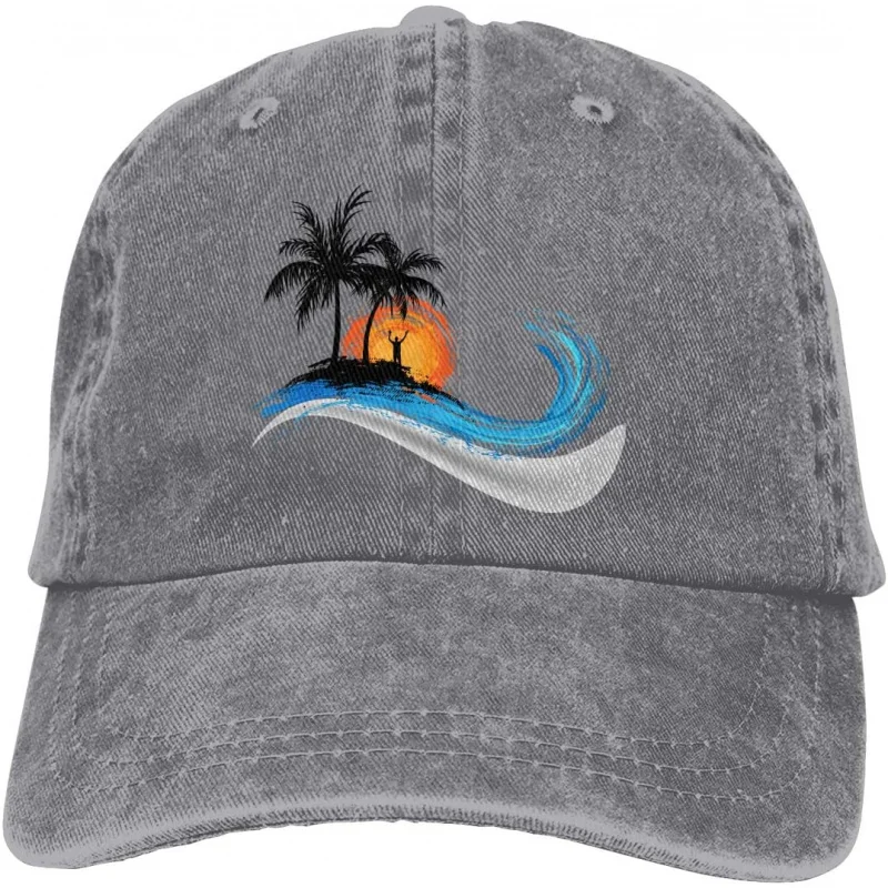 Men's and Women's Sports Leisure Fashion Classic Palm Tree Cowboy Baseball Hat Beach Pattern Outdoor Adjustable