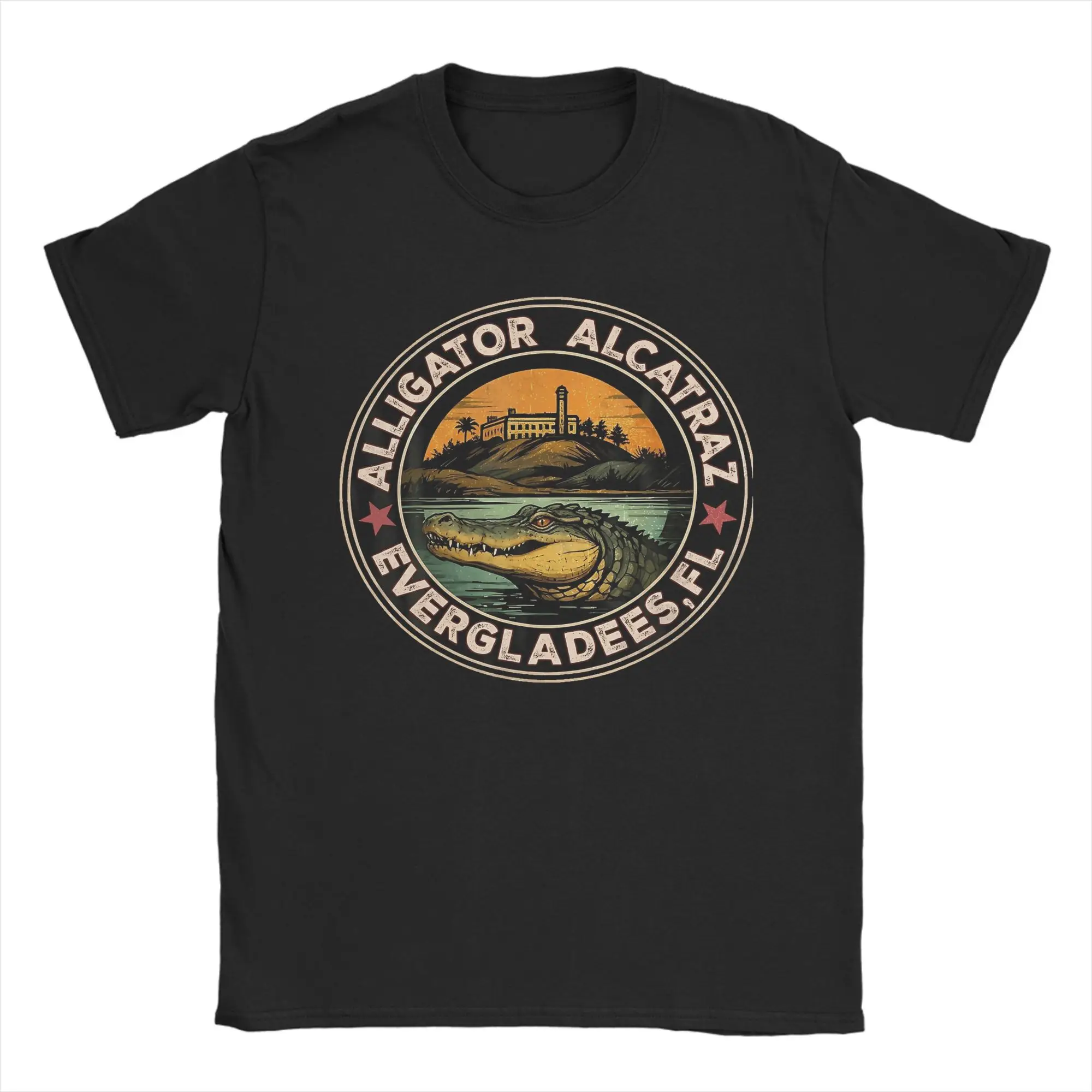 Мужские футболки с изображением аллигатора Alcatraz Florida Everglades Parody, сумасшедшие футболки с короткими рукавами и круглым вырезом, подарочная одежда из 100% хлопка