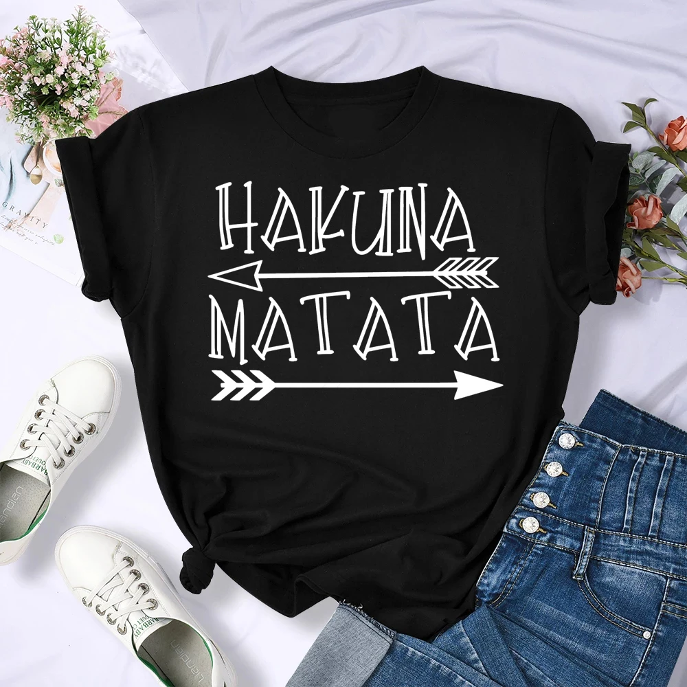 Hakuna Matata Funny Letter Print T Shirt Women Kawaii Disney Cartoon The Lion King Graphic Tees Harajuku Casual T-shirt Female