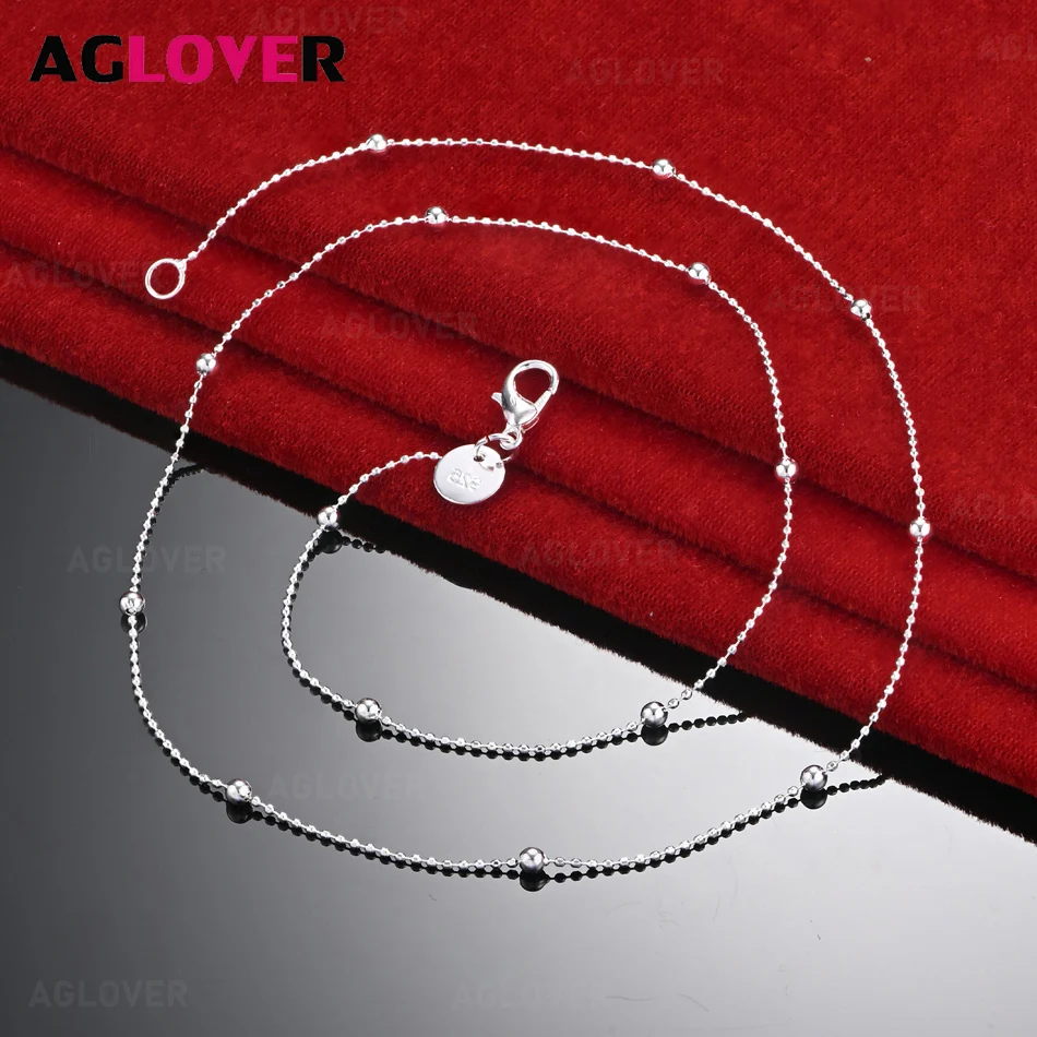 

AGLOVER 925 Sterling Silver All Smooth Interlaced Bead Necklace Light Luxury Simple Women'S Accessories Party Jewelry