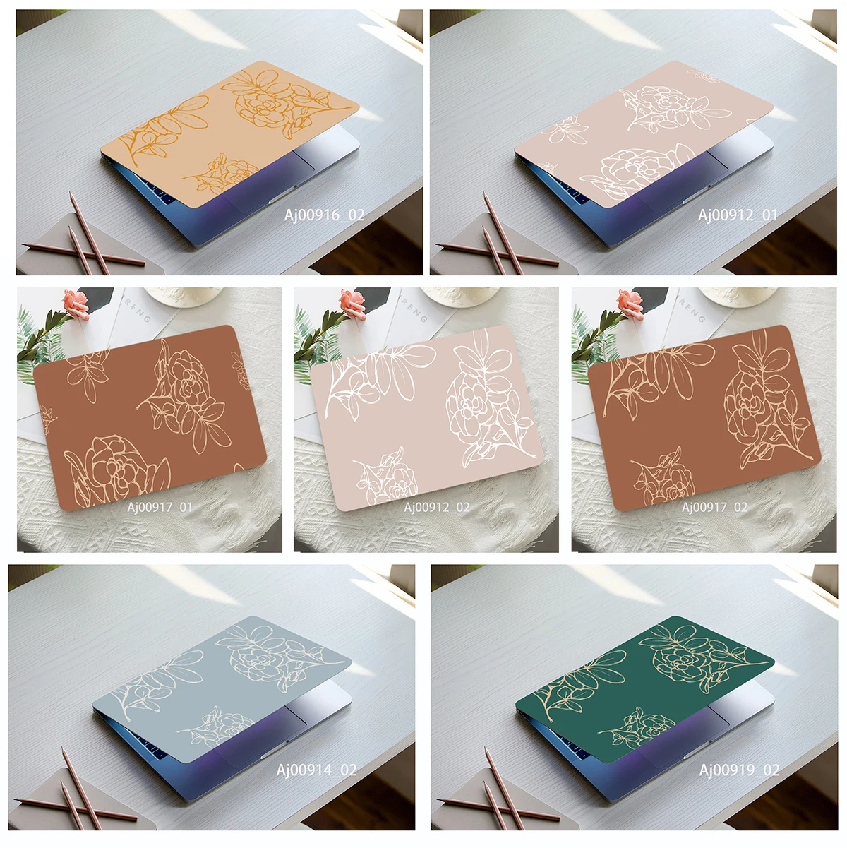 

Rose Line Art Laptop Sticker, Removable Waterproof Decal, Minimalist Floral Pattern, Notebook Skin Cover Protector Decor