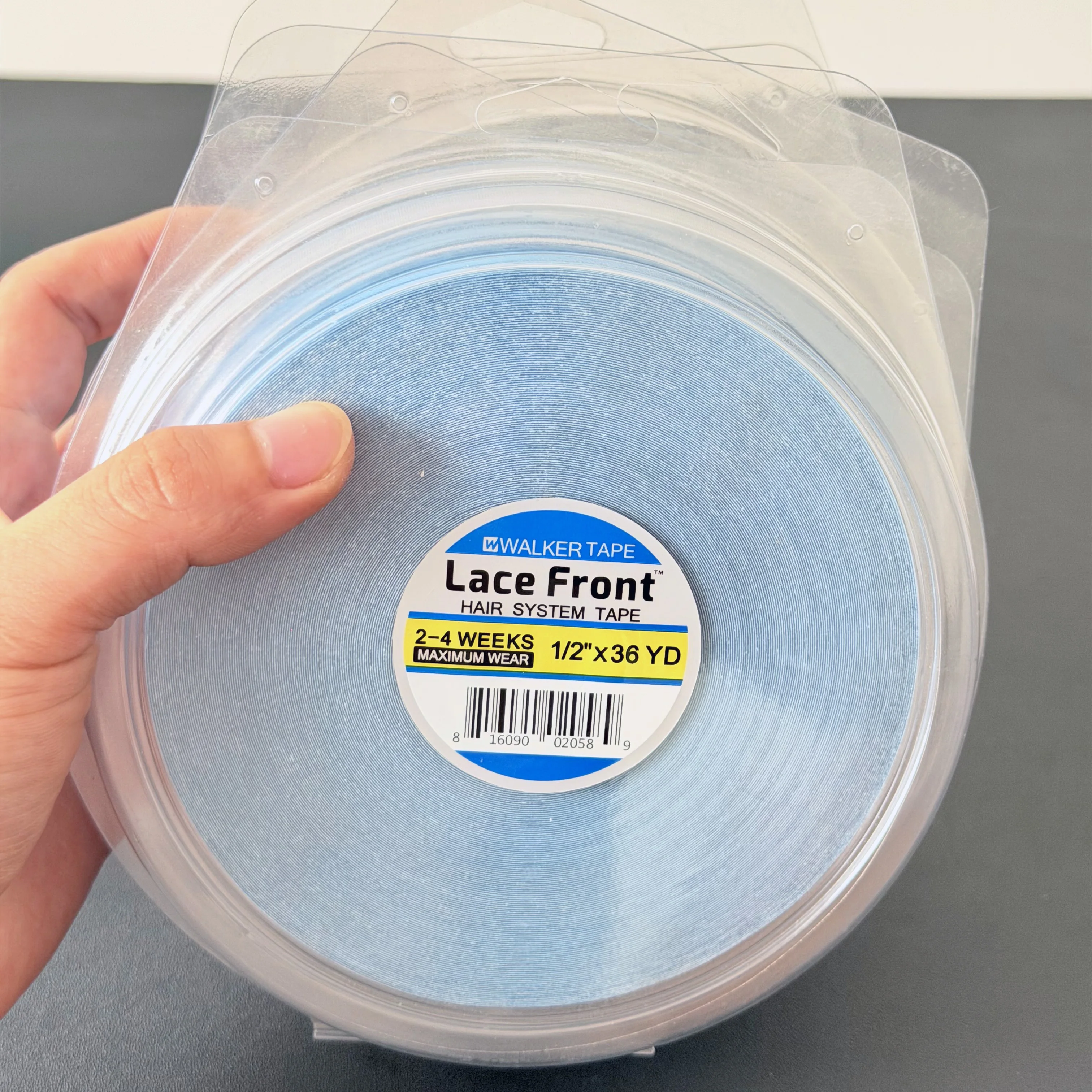 

Blue Lace Front Wig Tape with Case, 0.8/1.27/2.54cm 3 Sizes 36 Yard Double Sided Adhesive Tape for Hair Toupee