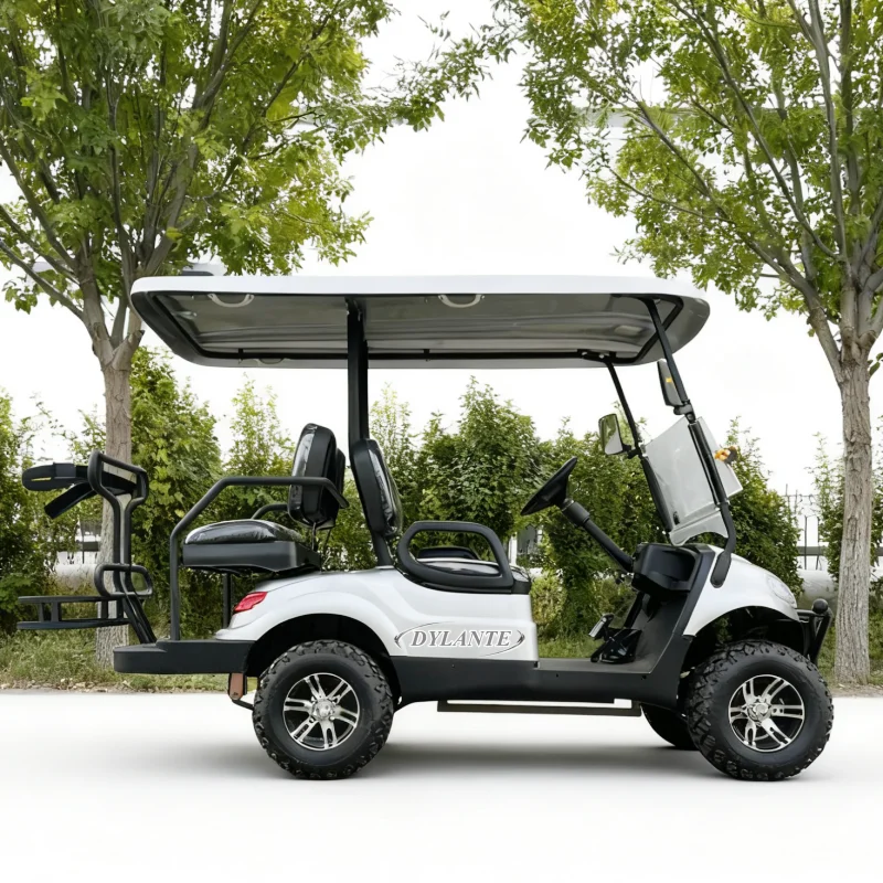 صنعت الصين 4 مقاعد CE 48 فولت 60 فولت 72 فولت عربة جولف كهربائية تعمل بالبطارية مع رف حقيبة الجولف #2
