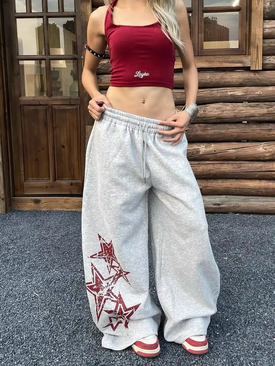 النمط الأمريكي النساء السراويل الشارع الشهير عادية ستار طباعة الرباط Sweatpants الهيب هوب الجاز تنوعا الطابق السراويل