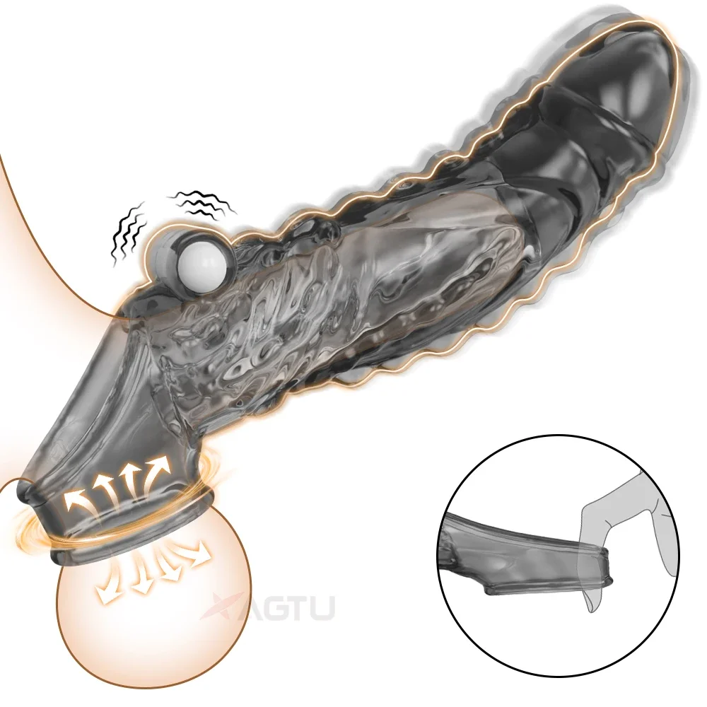 تهتز القضيب كم ملحقات الواقي الذكري توسيع تأخير الهزاز البظر مدلك خاتم الديك غطاء القضيب الجنس لعب للرجال