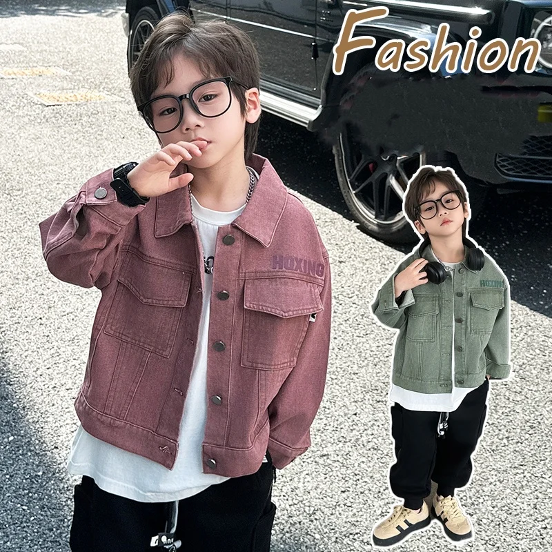 

Kids Jacket Baby Boys Spring Autumn Cargo Trench Jacket Infant Toddler Child Patchwork Boy Casual Fashion Denim Coat Ages 2-11Y