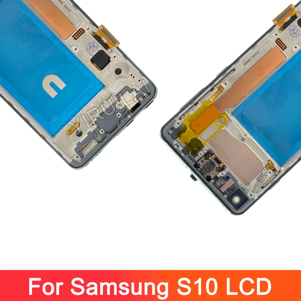 6,1-дюймовый экран для SAMSUNG Galaxy S10 SM-G973F/DS G973U G973, ЖК-дисплей с сенсорным экраном и рамкой, замена дигитайзера в сборе