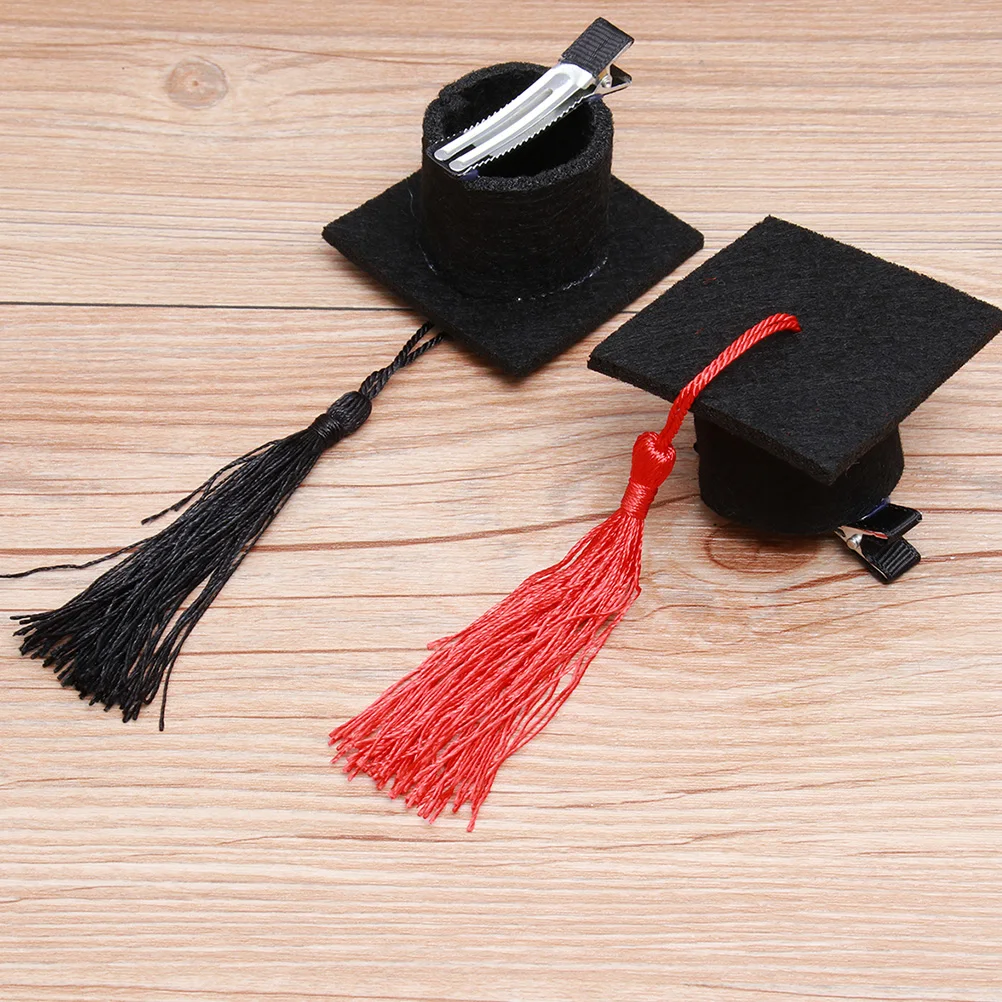 

2 Pcs Graduation Hat Hair Clips Mini Doctoral Cap Accessories Metal Hairpins for Graduation Party Photo Props Doctor Theme Decor