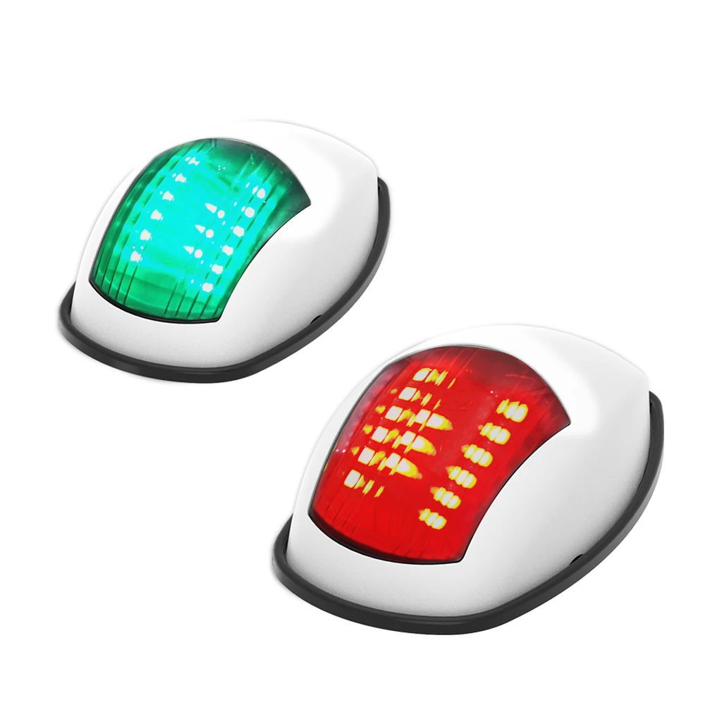 

STLF 12VDC LED One Pair Waterproof Yacht Navigation Light Plastic Red and Green Starboard and Port Marine Lamp