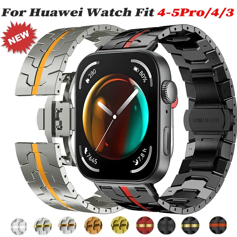 Edelstahlarmband für Huawei Watch Fit 4-5 Pro, luxuriöses Metall-Schnellverschluss-Armband, Correa für Huawei Watch Fit 5 4 3, Handgelenksband