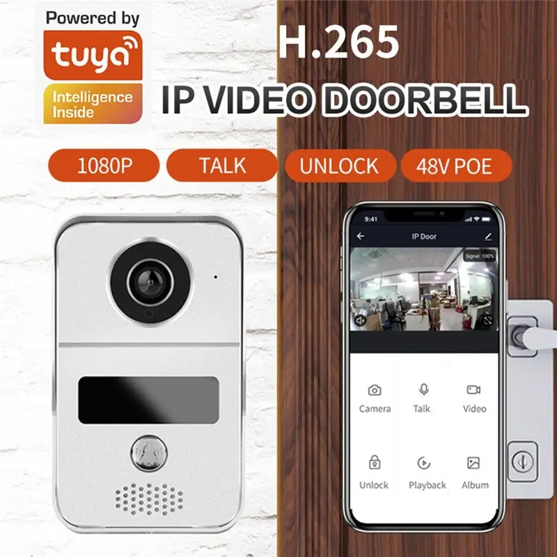 AT19-1080P 10 Inch 7 Color Touch Screen Wireless Wifi Video Doorbell Smart TUYA Home Intercom Kit For RFID Access EU Plug