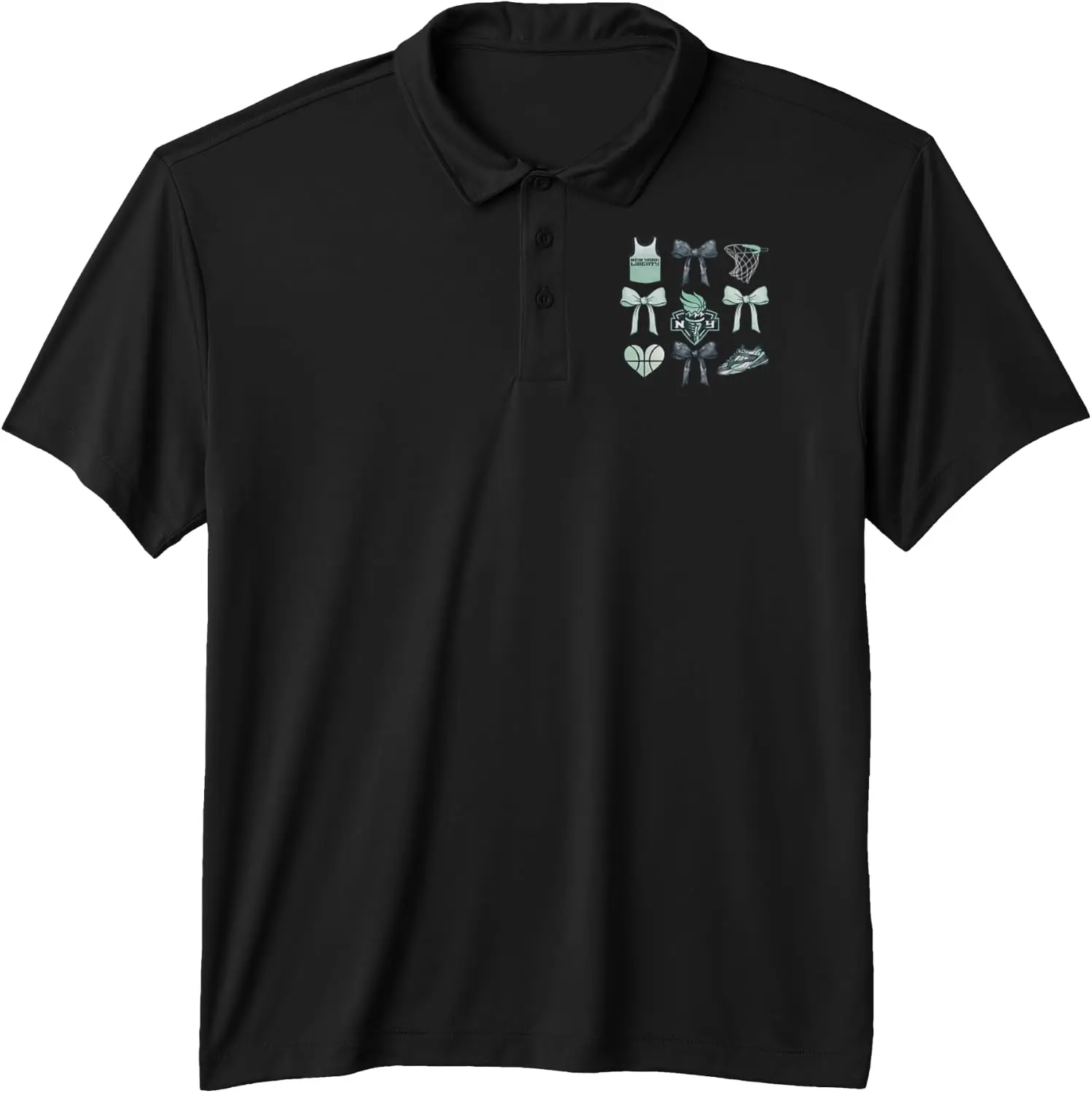 WNBA Bow Grid Performance Polo Shirt 100% Cotton Trendy Y2K Short-Sleeve Tee-Soft, Quick-Drying, Moisture-Wicking; Ideal Sports