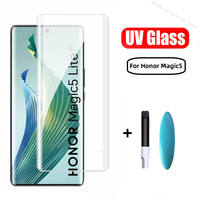 3D Curved Full Glue UV Tempered Glass For Honor Magic 5 6 Pro Lite Screen Protector For Magic6 Magic7 Ultimate RSR Film Glass