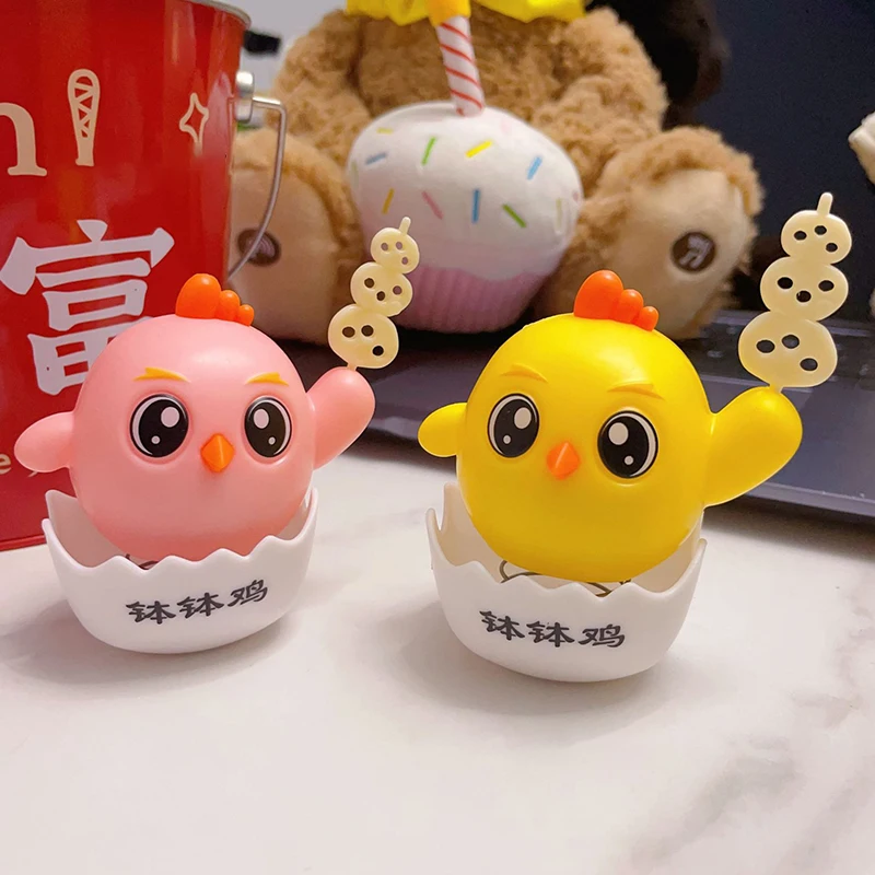 New Cartoon Cute Eggshell Chicken Car Bobble Head Ornament Funny Wacky Chicken Toys Desktop Decoration Fun Children's Toys Gifts