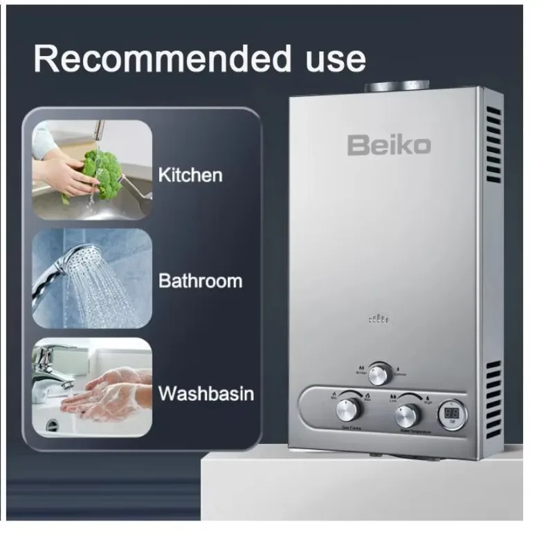 سخان مياه يعمل بالغاز بدون خزان متعدد السعة، تصميم من الفولاذ المقاوم للصدأ سعة 6 لتر - 12 لتر مع شاشة LCD وتوافق ثنائي الوقود LPG/NG لـ rv #4