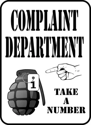 Complaint Dept Take A Number  Fun Novelty Tin Sign 8 x 12  Vintage KItchen art