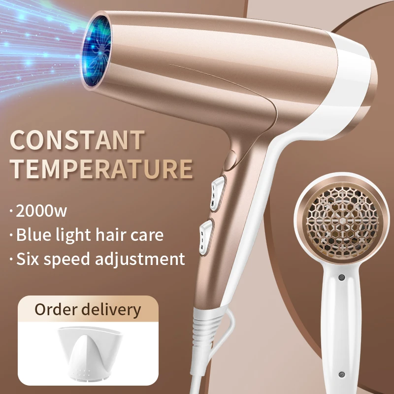 Professional Hair Dryer Hot Cold Wind Air Brush Hairdryer Negative Lonic Blow Dryer Strong PowerDryer Salon Tool 2000W 3th Gear