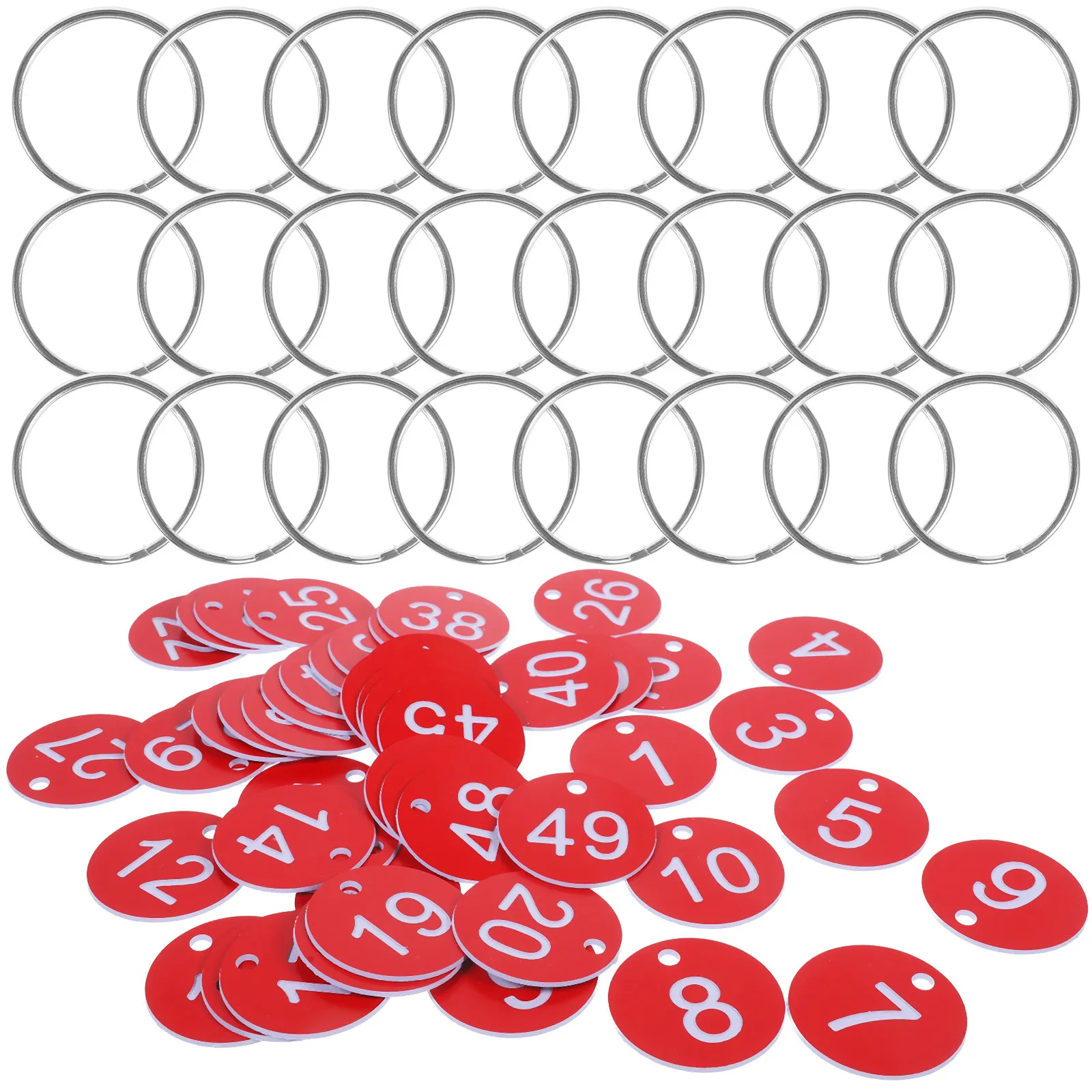 50Sets Acrylic Round Number Tags Portable Hanging Number Tags with Rings for Marking Identification Queuing Restaurants