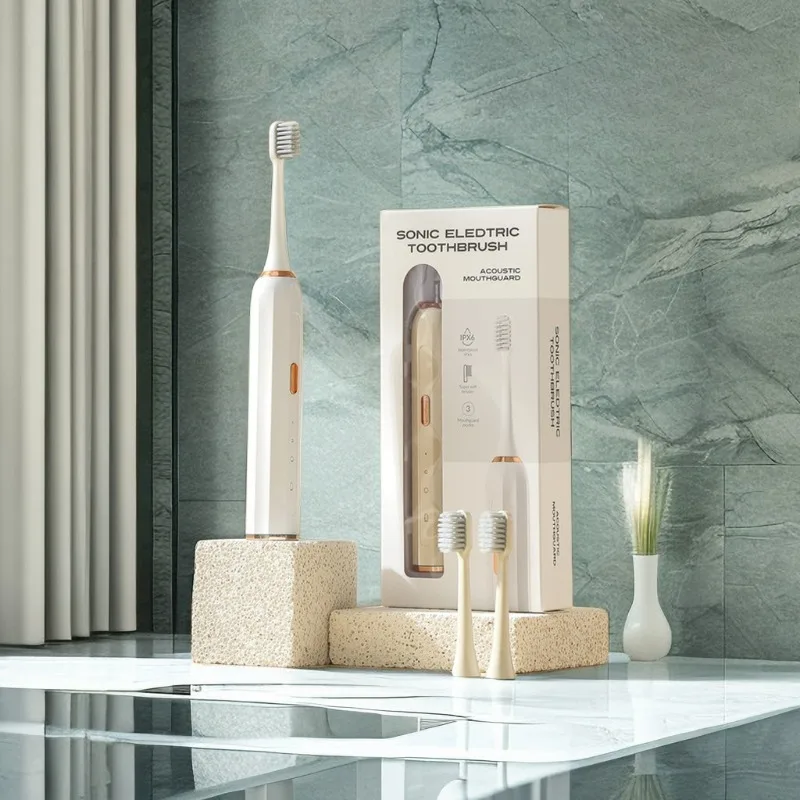 فرشاة أسنان ذكية مغناطيسية للإرتفاع بالموجات الصوتية قابلة لإعادة الشحن عبر USB وشعيرات ناعمة مقاومة للماء 5 تنظيف #1