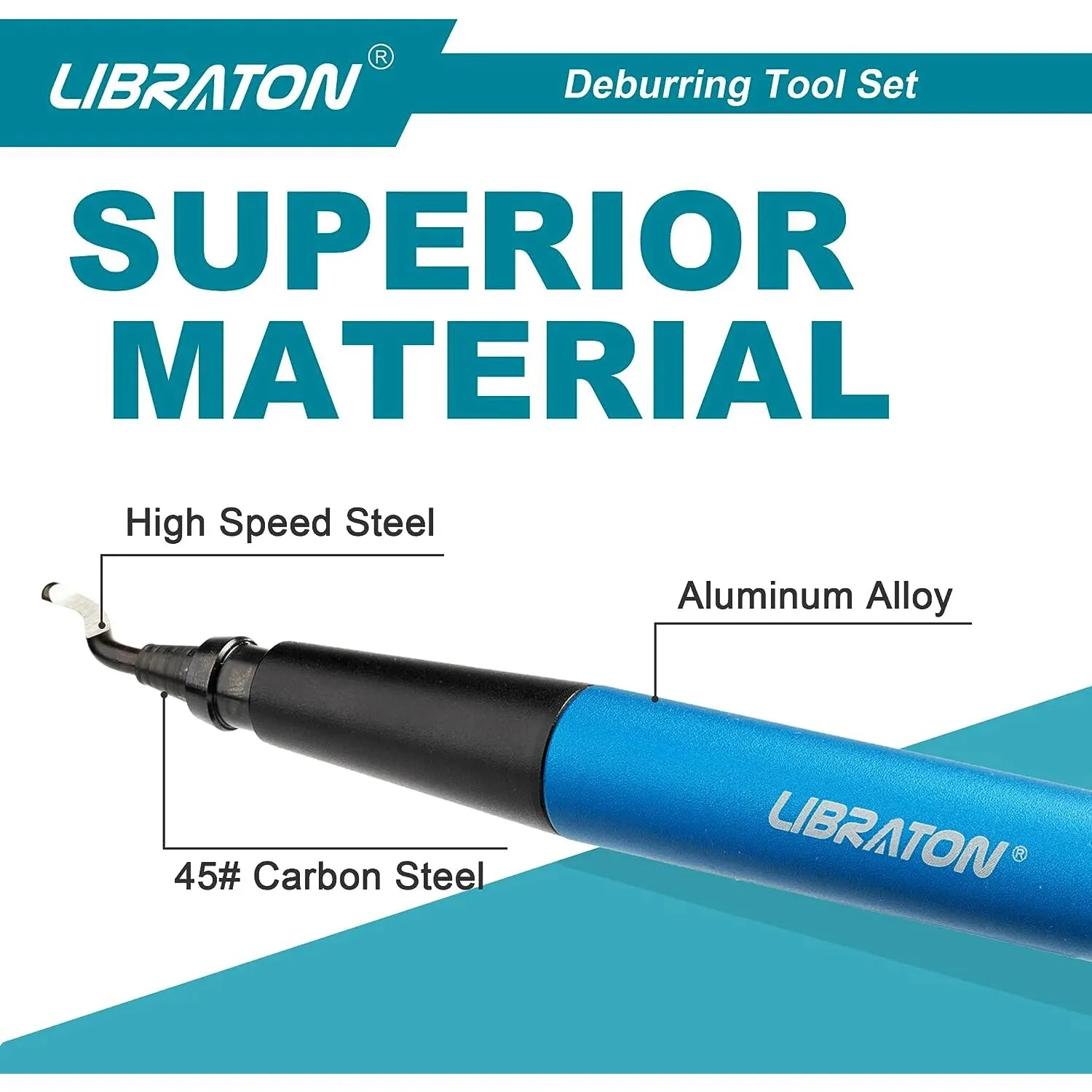 Libraton Deburring Tool with 11 High-Speed Steel Blades 360 Degree Rotary Head Professional Deburring Tool Kit