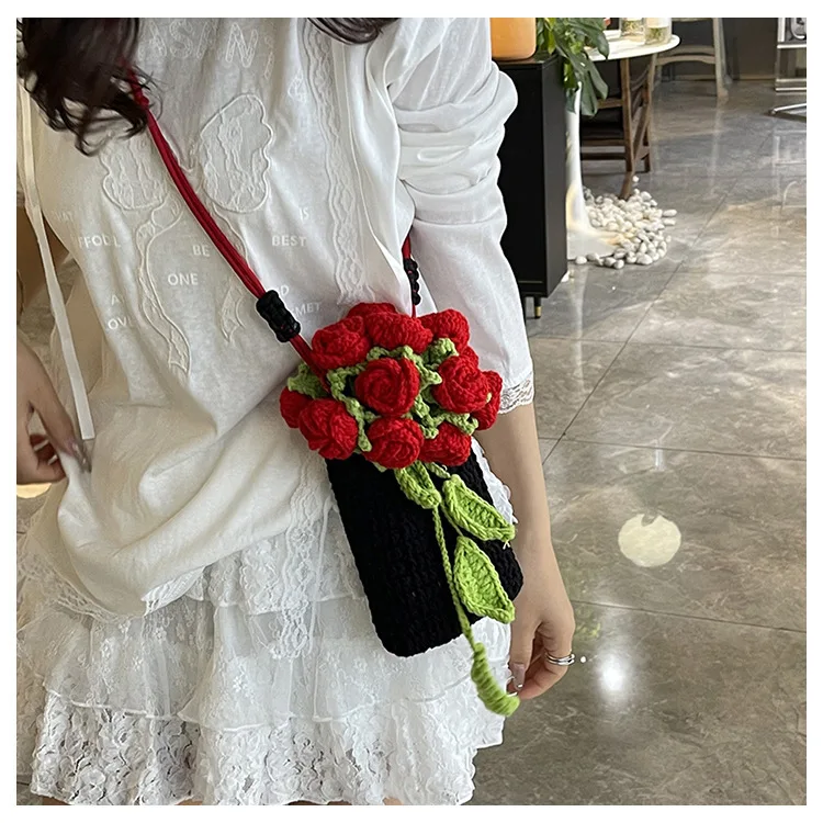 

2025 New Mini Mobile Phone Bag - Women's Unique Niche Knitted, Exquisite Versatile Messenger