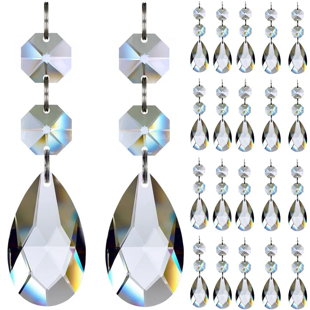 

10pcs 38mm Teardrop Crystal Suncatcher Hanging Crystals Chandelier Parts Prisms Pendants Windows Decorations Home Decor