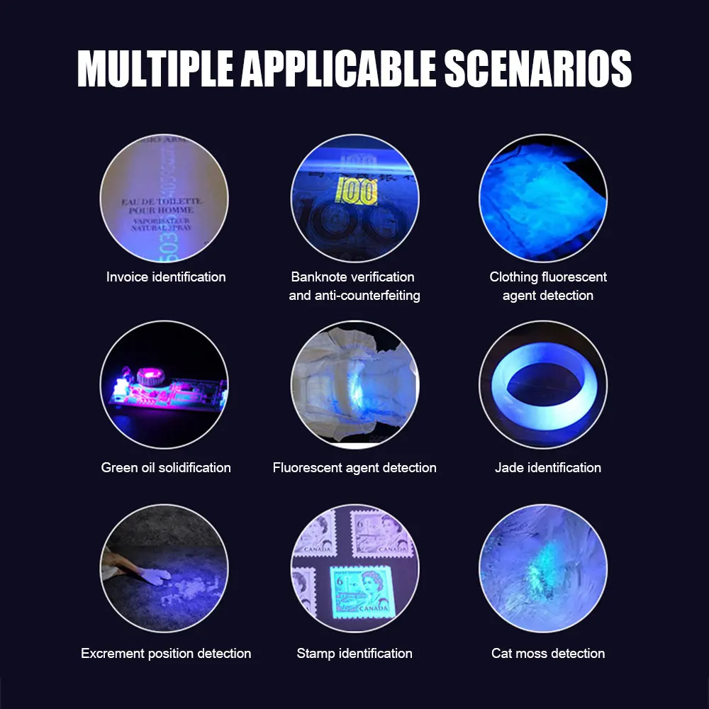 F2 395nm/365nm lanterna uv, mini-portátil ultravioleta blacklight com clipe, detector de animal de estimação, cão, urina, escorpiões, mancha, âmbar