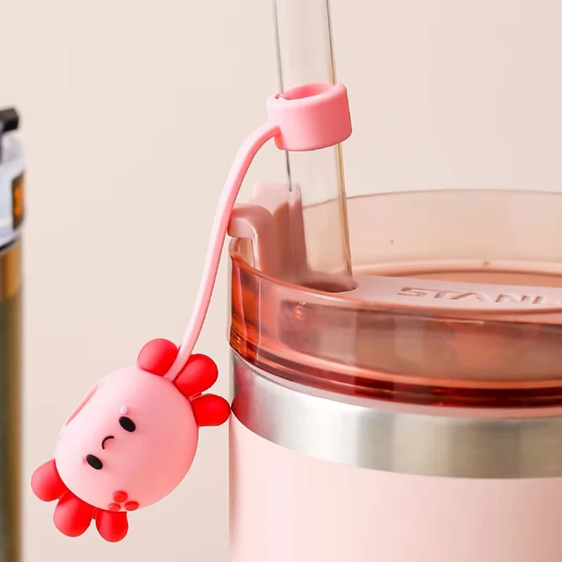 Reusable 10 mm silicone straw cap compatible with 30&40 oz glass dust-proof straw cap