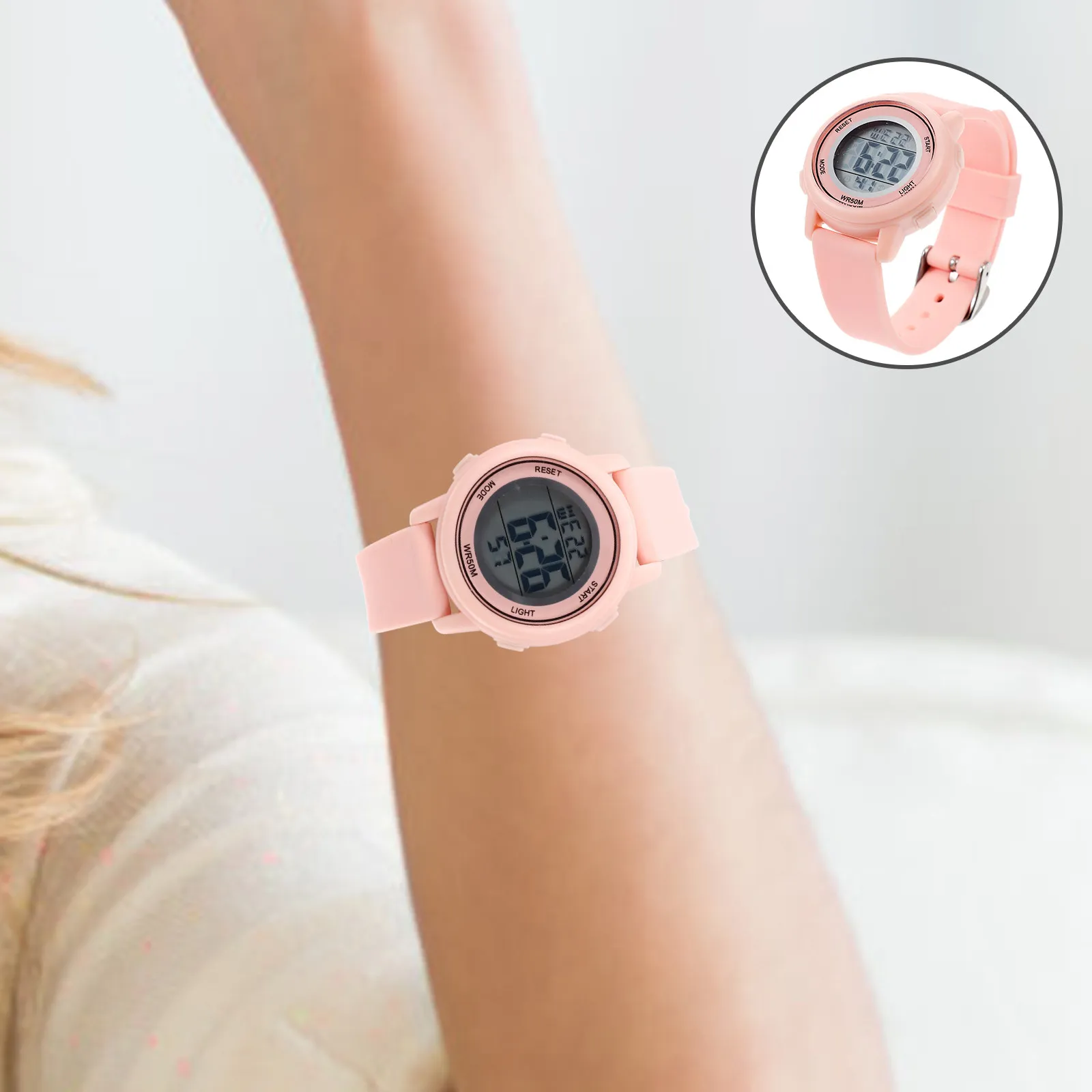 Digital Watch Waterproof Alarm Clock Date Function Backlight Display Comfortable Skin-Friendly Strap for Student