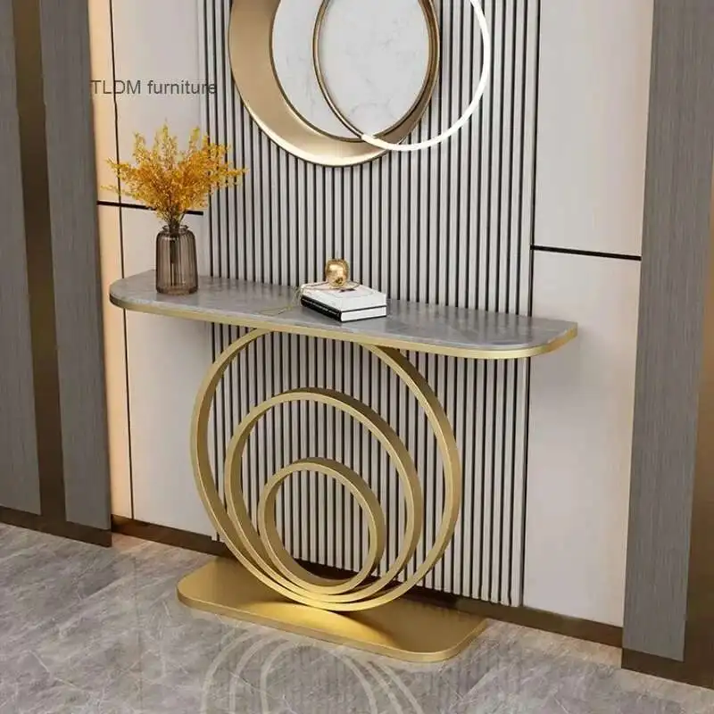 Narrow Tables Slate Minimalist Iron Console Side Table Corridor Entry Italian End View Desk with Light Entrance Furniture F