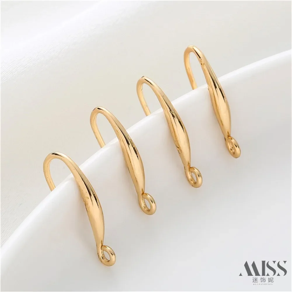 14K Copper-clad Genuine Golden Face Plain Style Simple and Fashionable Ear Hook Handmade DIY Earrings Ear Accessories
