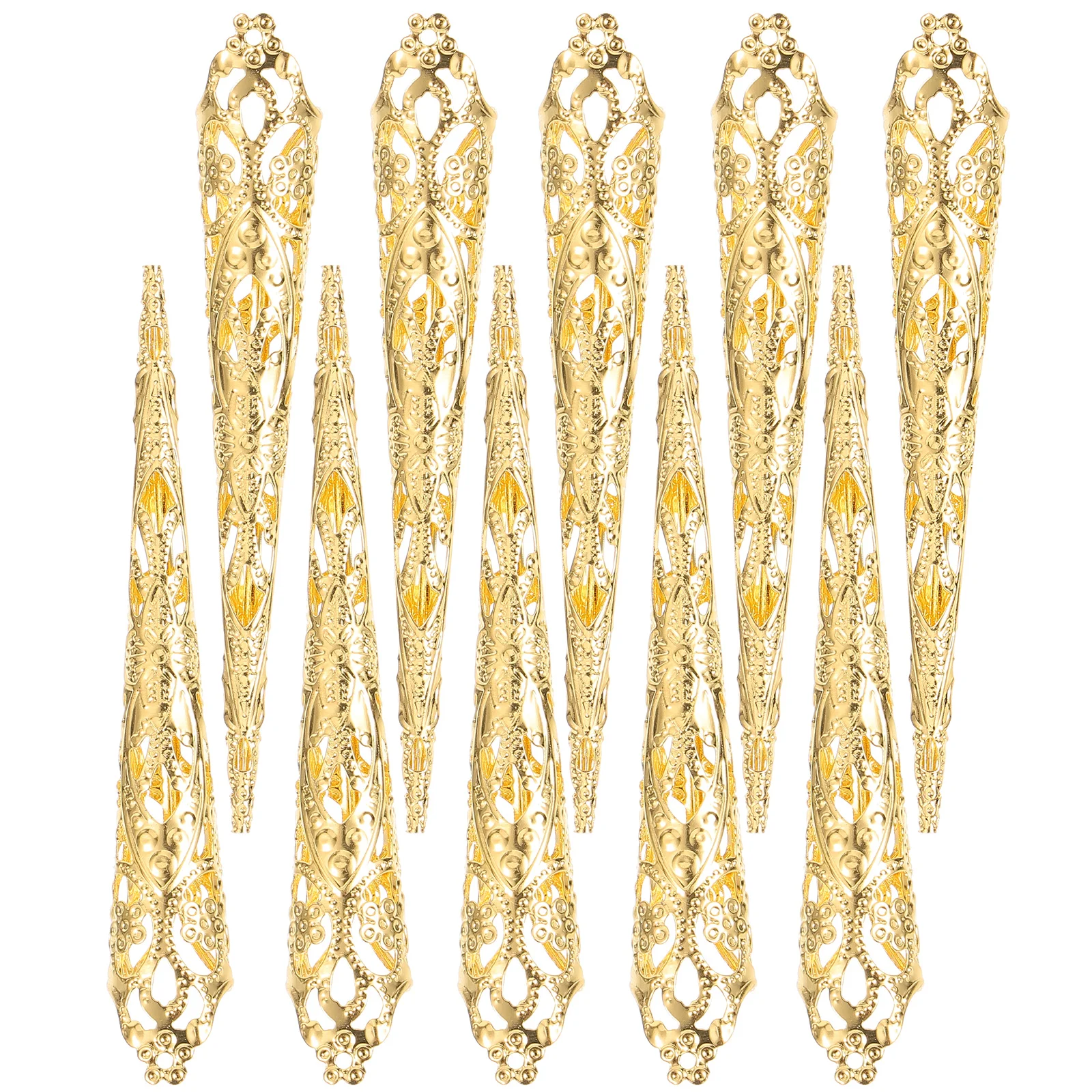 

10 Pcs Halloween Cosplay Props Metal Hollow Fake Nails Costume Jewelry Finger Tips Fingertip Claw