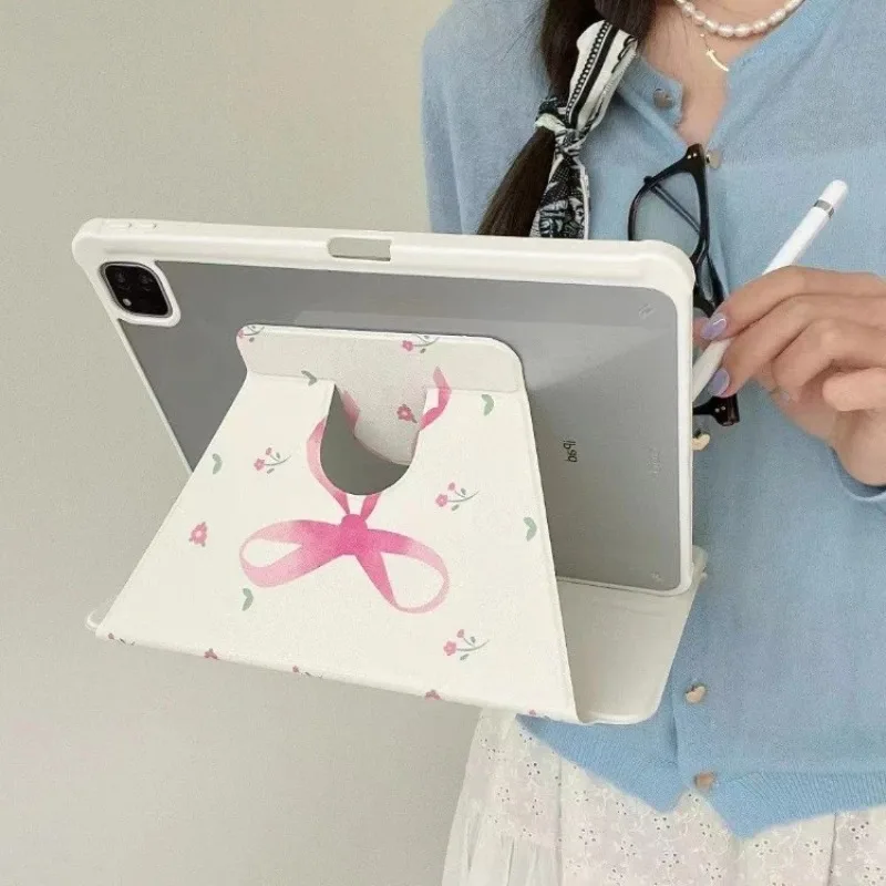 حافظة ذكية مع حامل قلم لجهاز IPad Pro 11 2022 Air 2/3 10.5 Ipad 2017 2018 9.7 بوصة 10.2 7th 8th 9th Gen Air 5th 4th Pink Bow #4