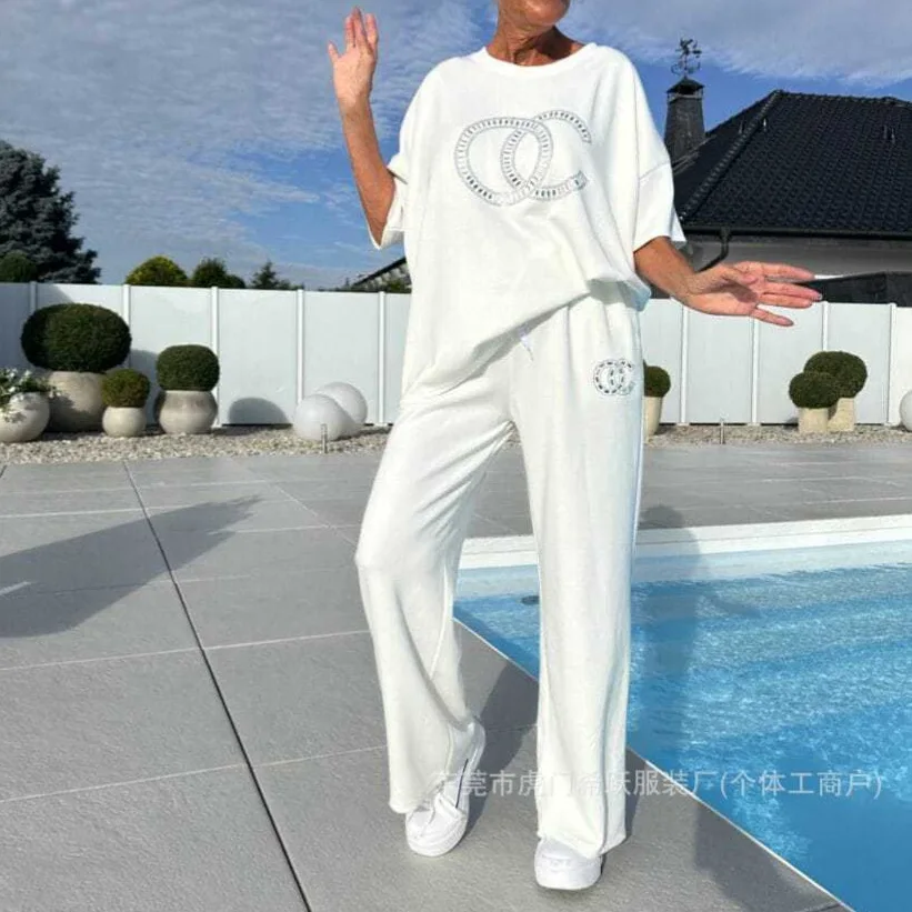 Nuovi abiti da donna europei e americani, AliExpress, set da 2 pezzi da donna con diamanti caldi, autunno casual