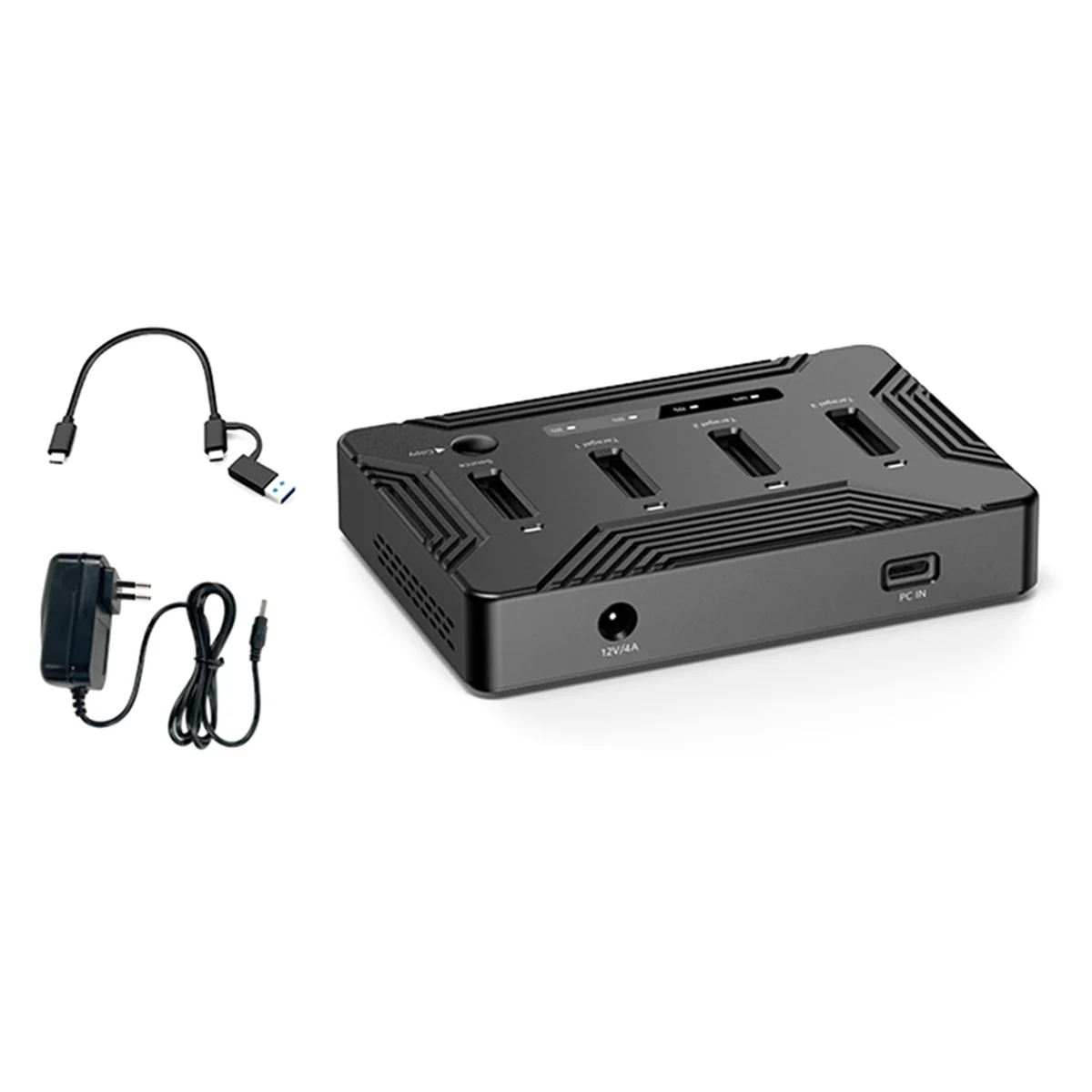 

A74Z Док-станция M.2 NVME SSD с 4 отсеками, внешний жесткий чехол 40 Гбит/с с функцией клонирования для ноутбука, вилка европейского стандарта