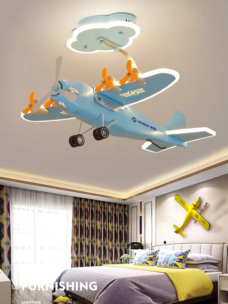 luzes modernas do aviao led para criancas lampada do quarto simples e criativa forma dos desenhos animados candelabros para meninos personalidade simples 01