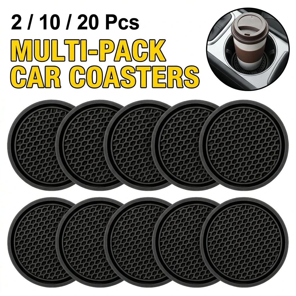 2/10/20Pcs New Car Cup Holder Anti-Slip Silicone Insert Coaster Mat Universal Car Accessories Black Fit For Most Cars