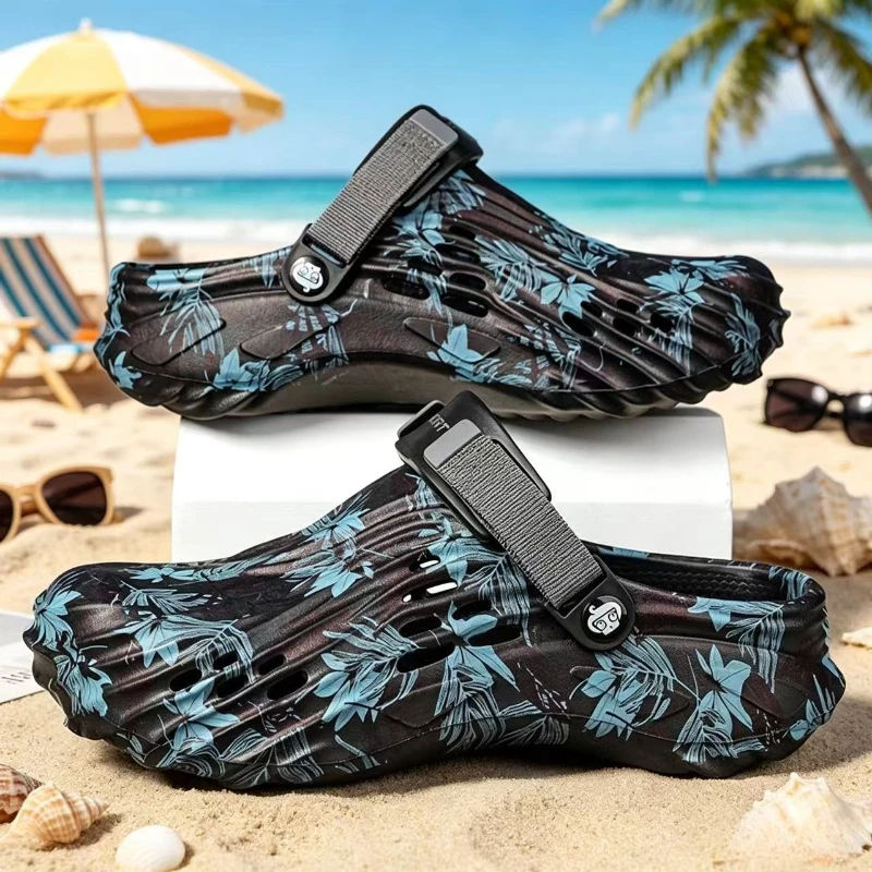 

Stylish Floral Print Clogs Slip-on Non-slip Kitchen Work Shoes Lightweight EVA Breathable Outdoor Casual Slippers