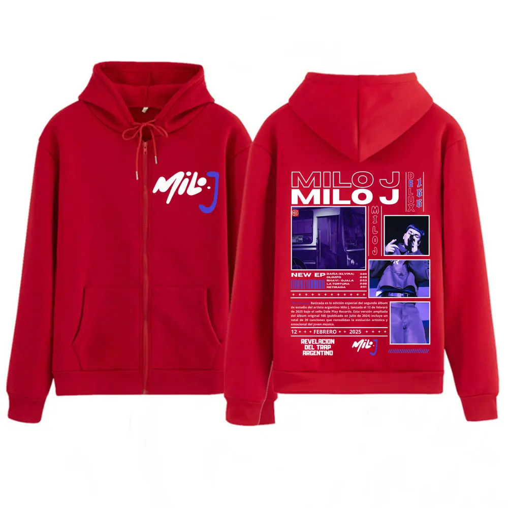 مغني الراب ميلو J 166 ألبوم 2025 جولة ميرش قلنسوة بسحاب الرجال النساء موضة فضفاضة البلوز بأكمام طويلة عالية الجودة زمم سترة