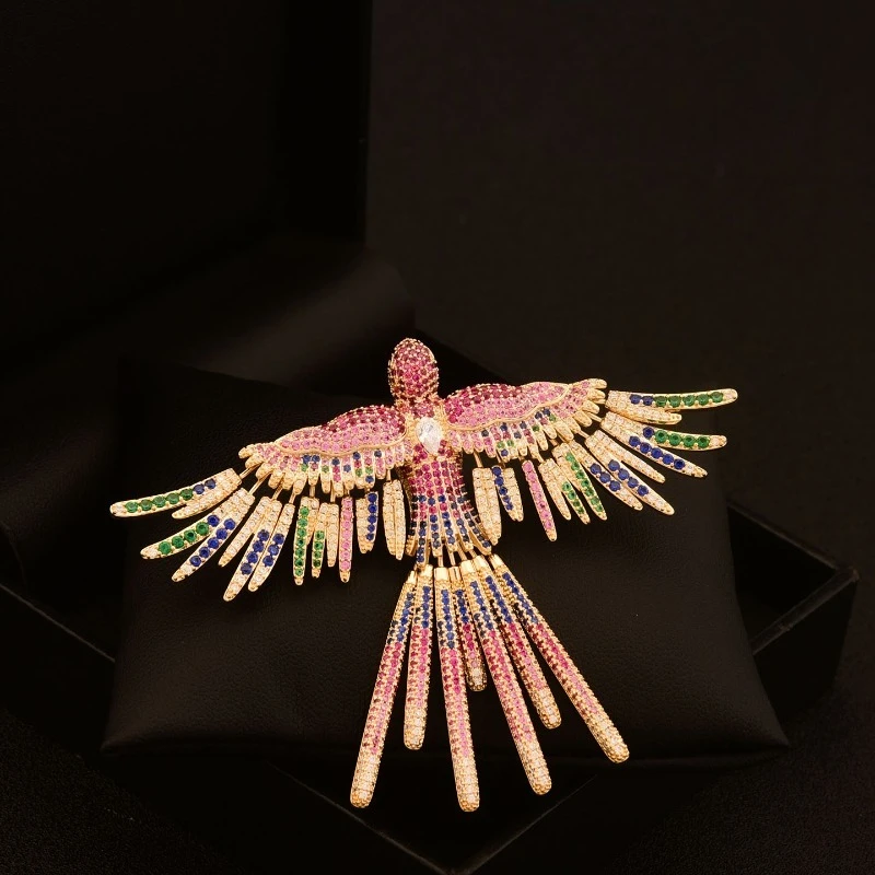 Phoenix in Flight High-end Sparkling Corsage Coat Brooch Elegant Luxury Design Women's Sweater Pin Accessory Jewelry Gifts 6129