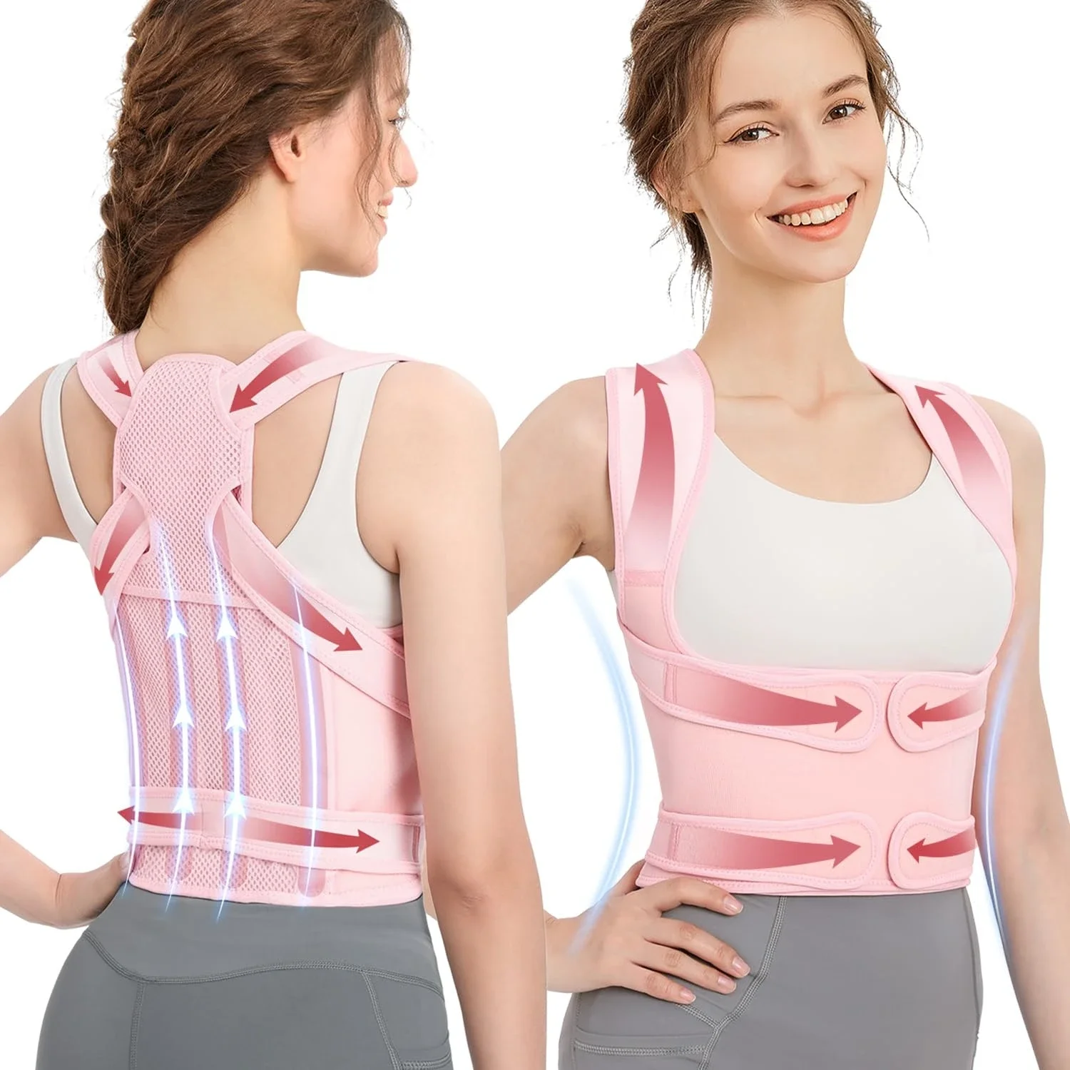 

Back Brace Posture Corrector for Women and Men, Shoulder Straightener, Adjustable Full Back Support, Upper and Lower Back Brace