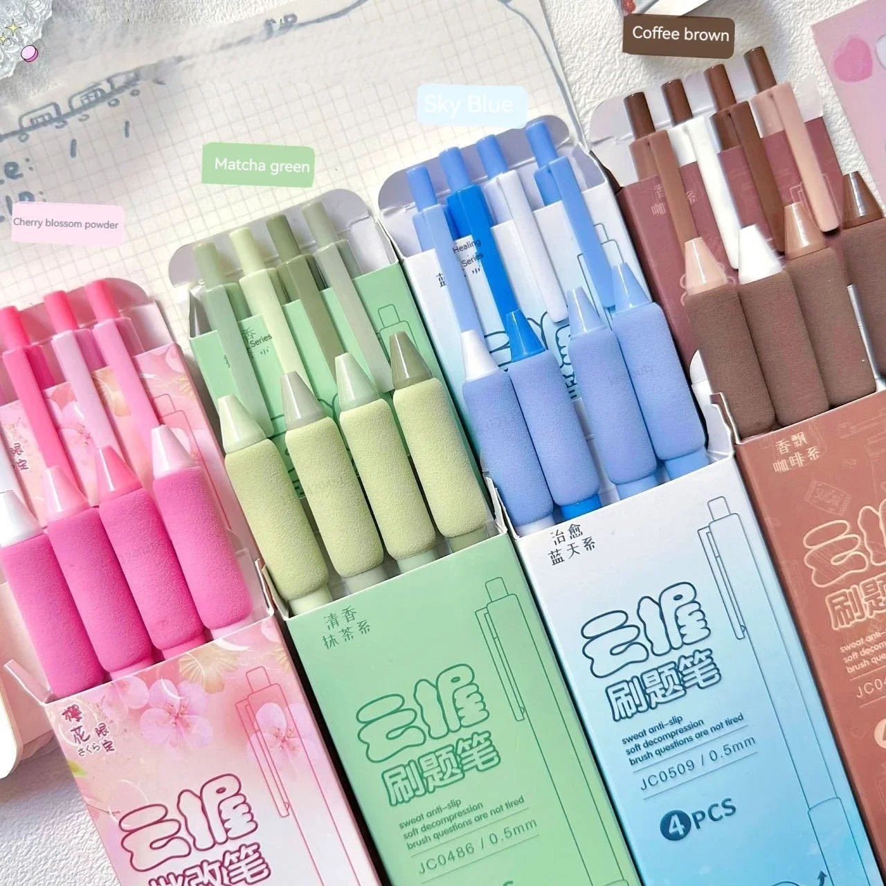 4 teile/schachtel kawaii Gel Stift koreanische Einfachheit Stift weichen Griff Briefpapier Stift schwarze Tinte 0,5mm Sammelalbum niedlichen Stift Student liefert